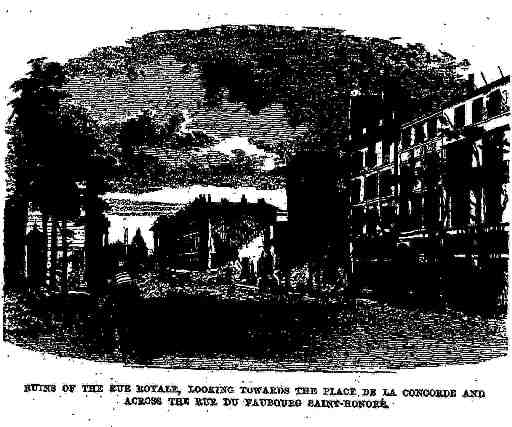 Ruins of the Rue Royale, Looking Towards The Place de La Concorde and across the rue du Faubourg Saint-Honoré.