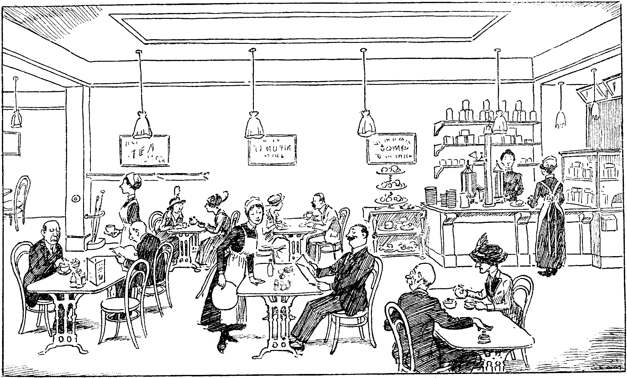 A CITY TEA SHOP BEFORE THE ALARM.