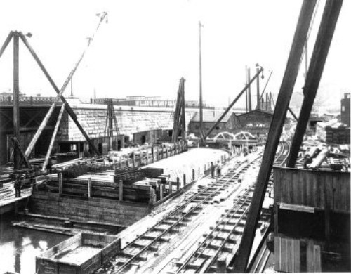 SHOWING CONCRETE OVER IRON WORK—HARLEM RIVER TUNNEL