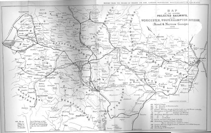 Map of the projected railways