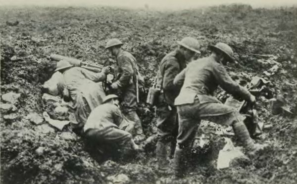 Canadian Machine Gunners Digging Themselves Into
Shell-Holes