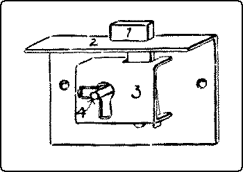 Fig. 236. Rim-lock, for Drawer. 1. Bolt. 2. Selvage. 3. Box. 4. Key-pin.