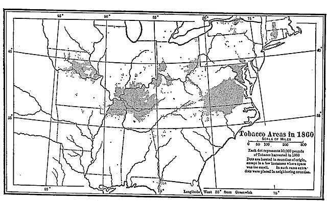 Tobacco areas in 1860