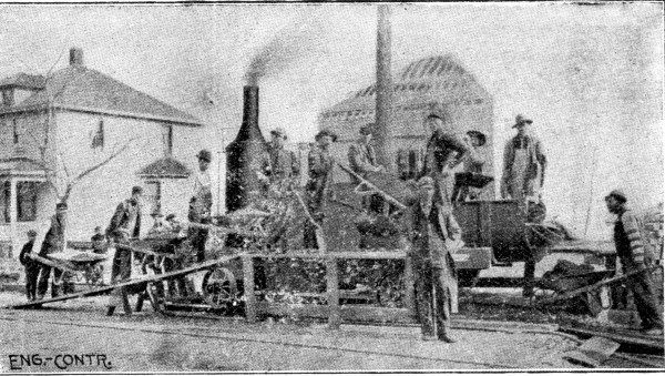 Fig. 112.—Foote Continuous Mixer Arranged for Pavement
Foundation Work.