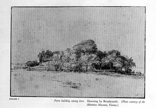 Farm building among trees. Drawing by Rembrandt. (Photo courtesy of