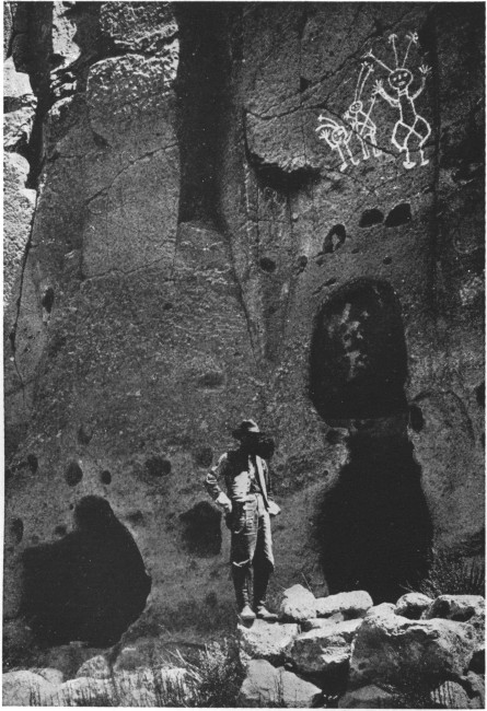 Above this entrance to a cliff dwelling in the Jemez
Forest are drawings by the prehistoric inhabitants