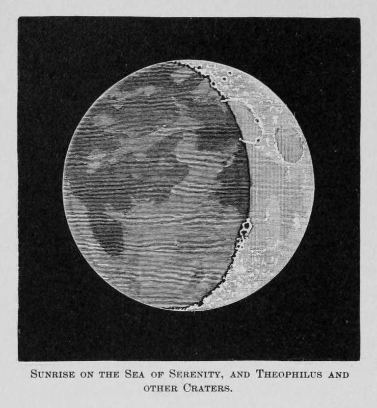 Sunrise on the Sea of Serenity, and Theophilus And Other Craters.
