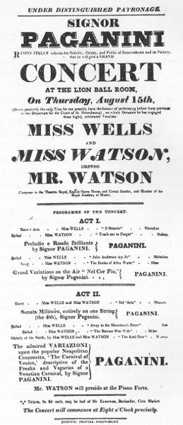 PLATE 22. (See Appendix.) Programme for a concert by Paganini.