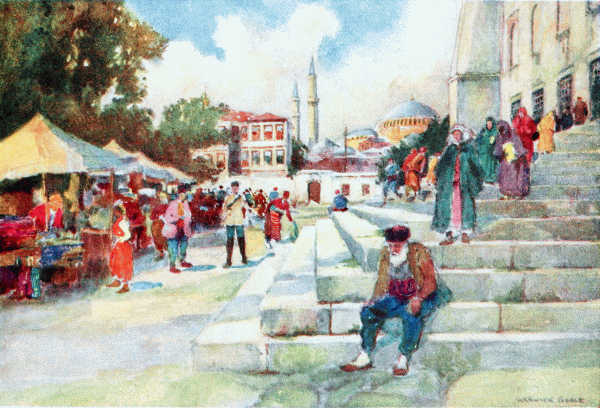 MARKET IN THE COURT OF THE
MOSQUE OF SULTAN AHMED I.