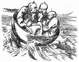 Three men in a bowl