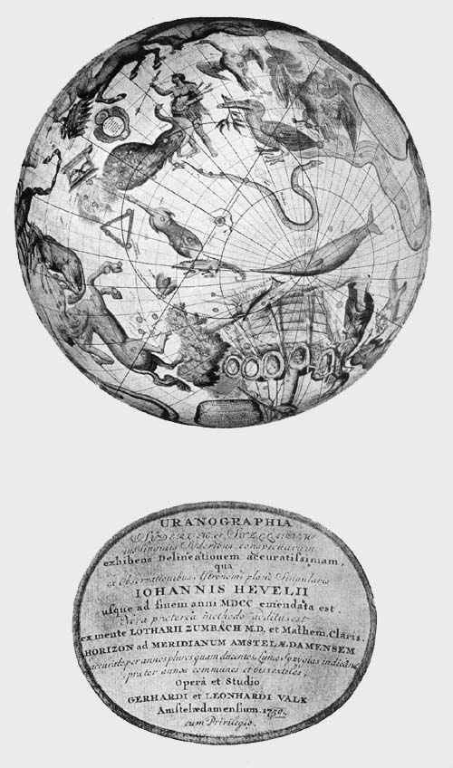 Southern Hemisphere of Celestial Globe by Gerhard
and Leonhard Valk, with Author and Date Legend, 1750 (?).