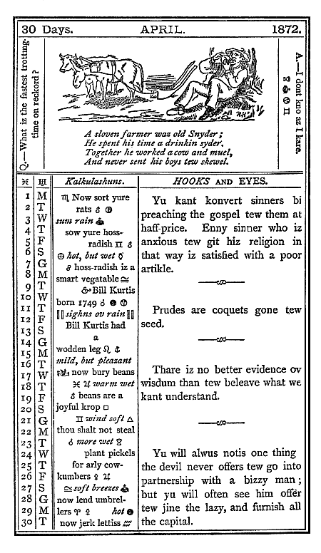 almanac April 1872