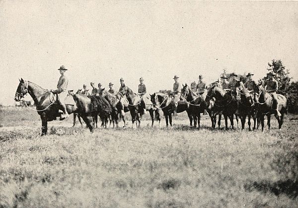 Men on horseback in a field