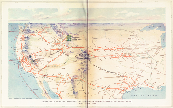 MAP OF OREGON
SHORT LINE, UNION PACIFIC, OREGON-WASHINGTON RAILROAD & NAVIGATION CO.,
SOUTHERN PACIFIC AND CONNECTIONS (facing pgs)