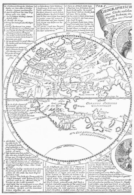 DOPPELMAYER'S ENGRAVING OF BEHAIM'S GLOBE, MUCH REDUCED.