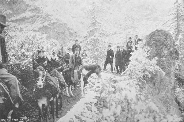 Robert T. Lincoln and Other Distinguished Visitors in
the Snow near Echo Mountain, Mount Lowe Railway.