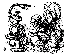 The inept snake-charmer charmed.