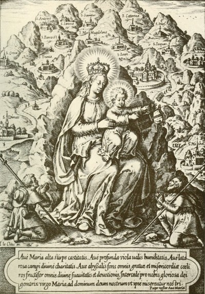 AT MONTSERRAT: Ave Maria stirps castitatis. Ave profunda viola valis humilitatis. Ave lata
rosa campi divine charitatis. Ave abyßalis omnis gratiæ et misericordiæ coeli
ros fructifer omnis divine suavitatis er devotionis. Intercede pro nobis gloriosa dei
genitrix virgo Maria ad dominum deum nostrumvt ipse misereatur nostri.
Pater noster Ave Maria